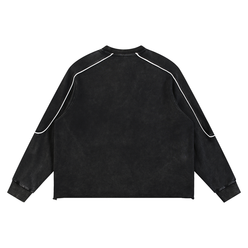 DEMI DRIP Mineral Wash Piping Raw Hem Sweatshirt