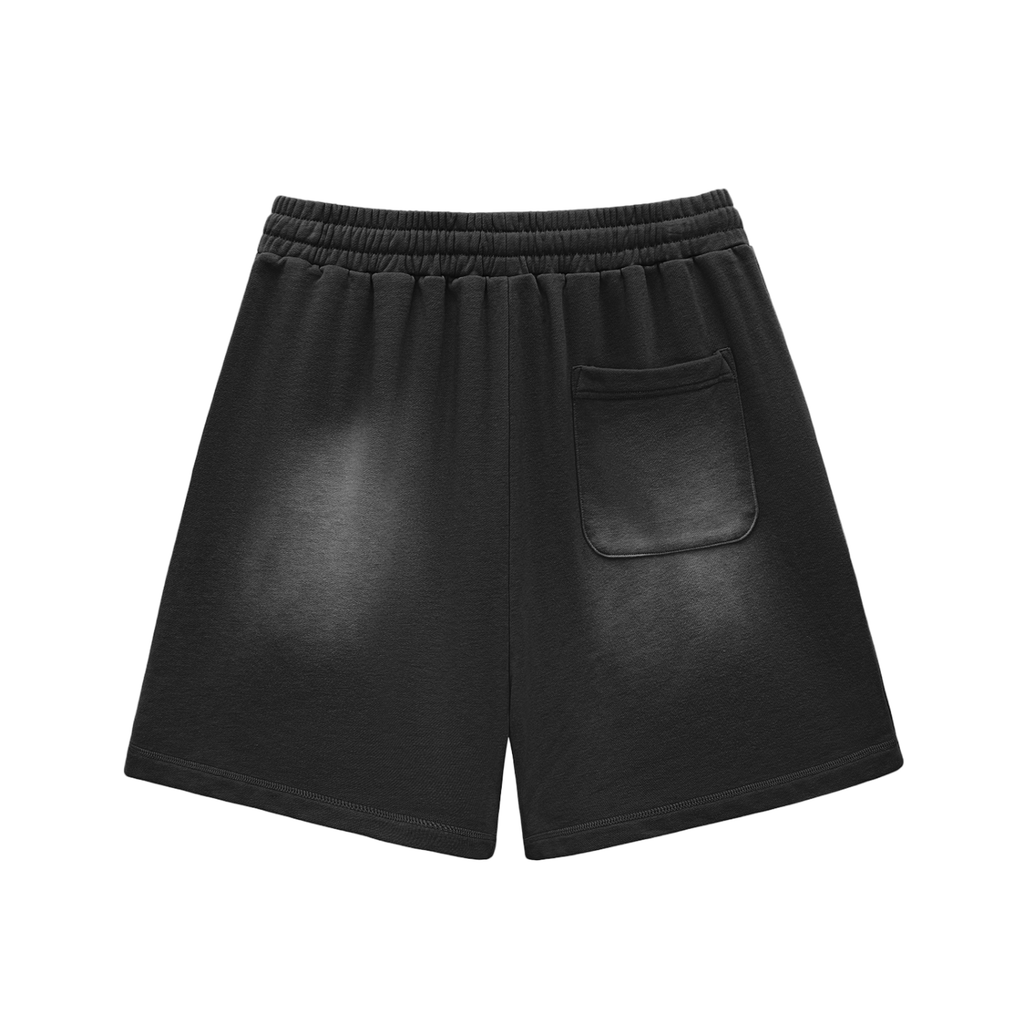 Sun Fade Raw Edge Cotton Shorts - Premium Streetwear