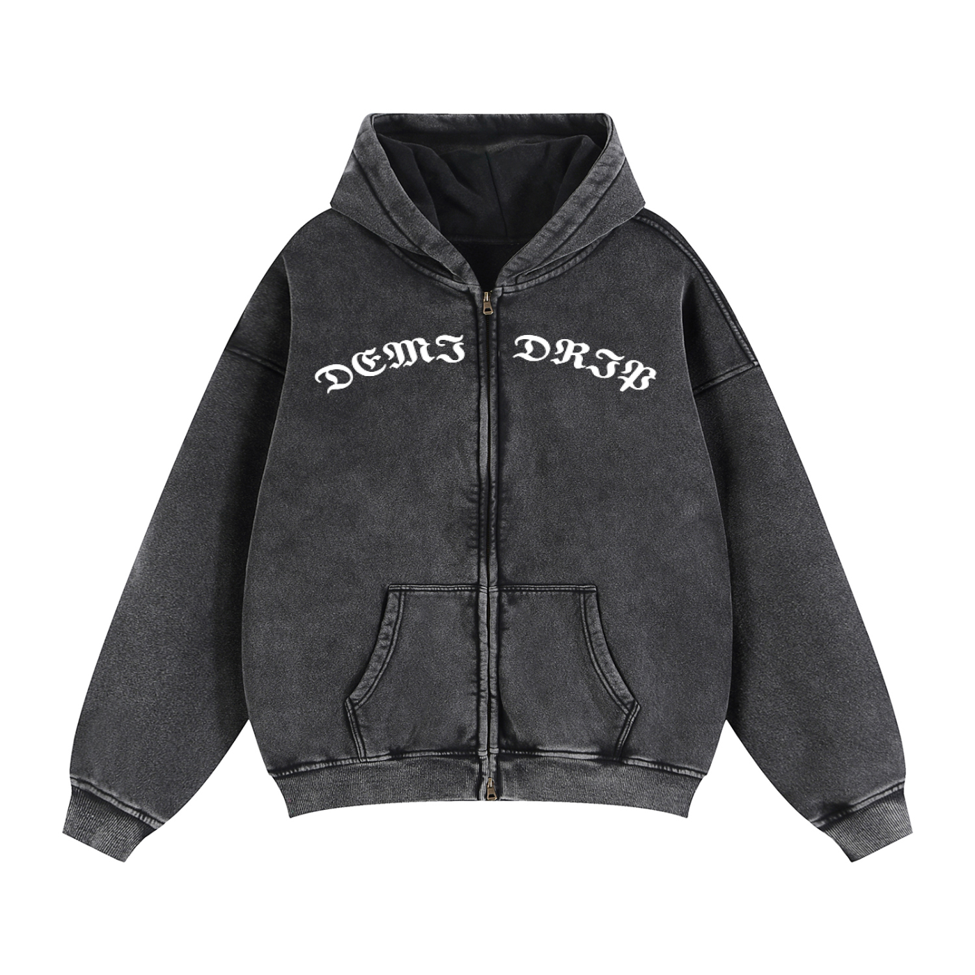 Zip-Through Boxy Fleece Hoodie DEMI DRIP