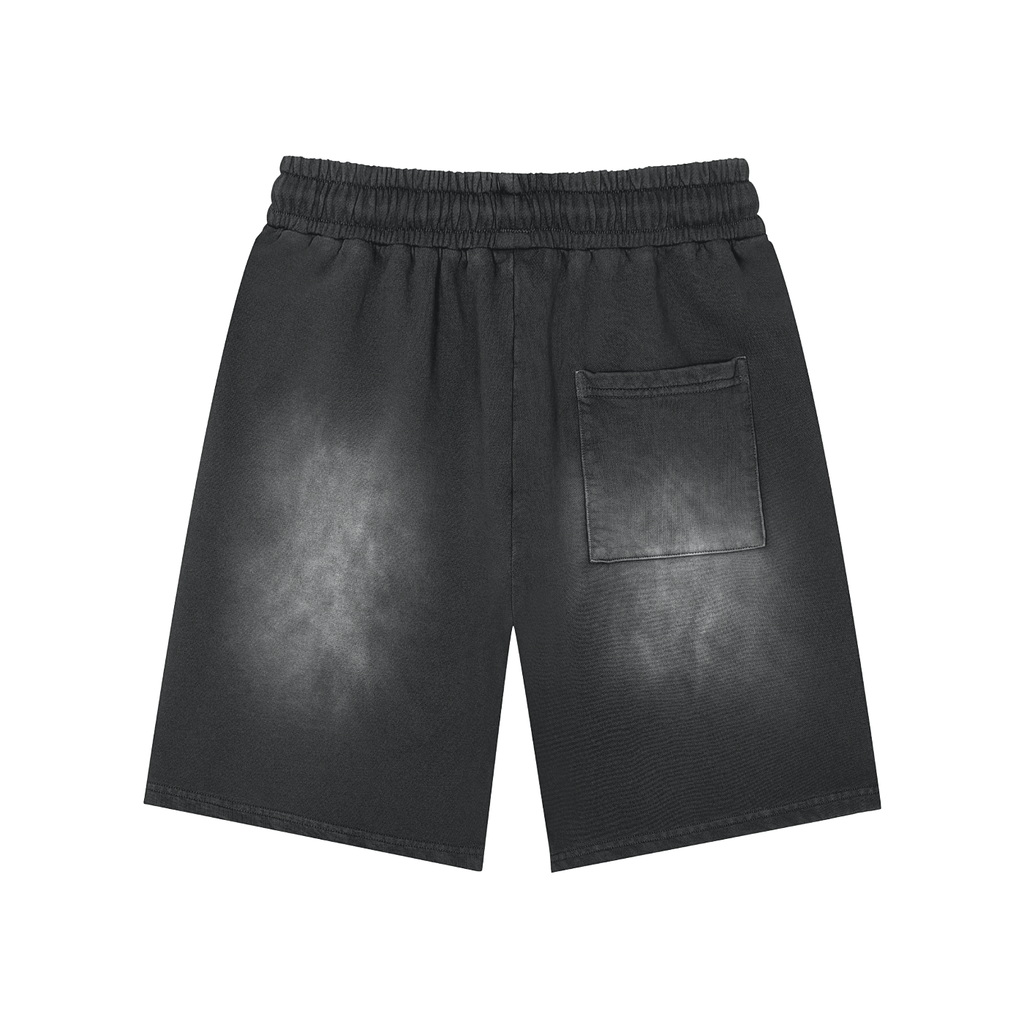 DEMI DRIP Rectangle Patch Monkey Washed Shorts