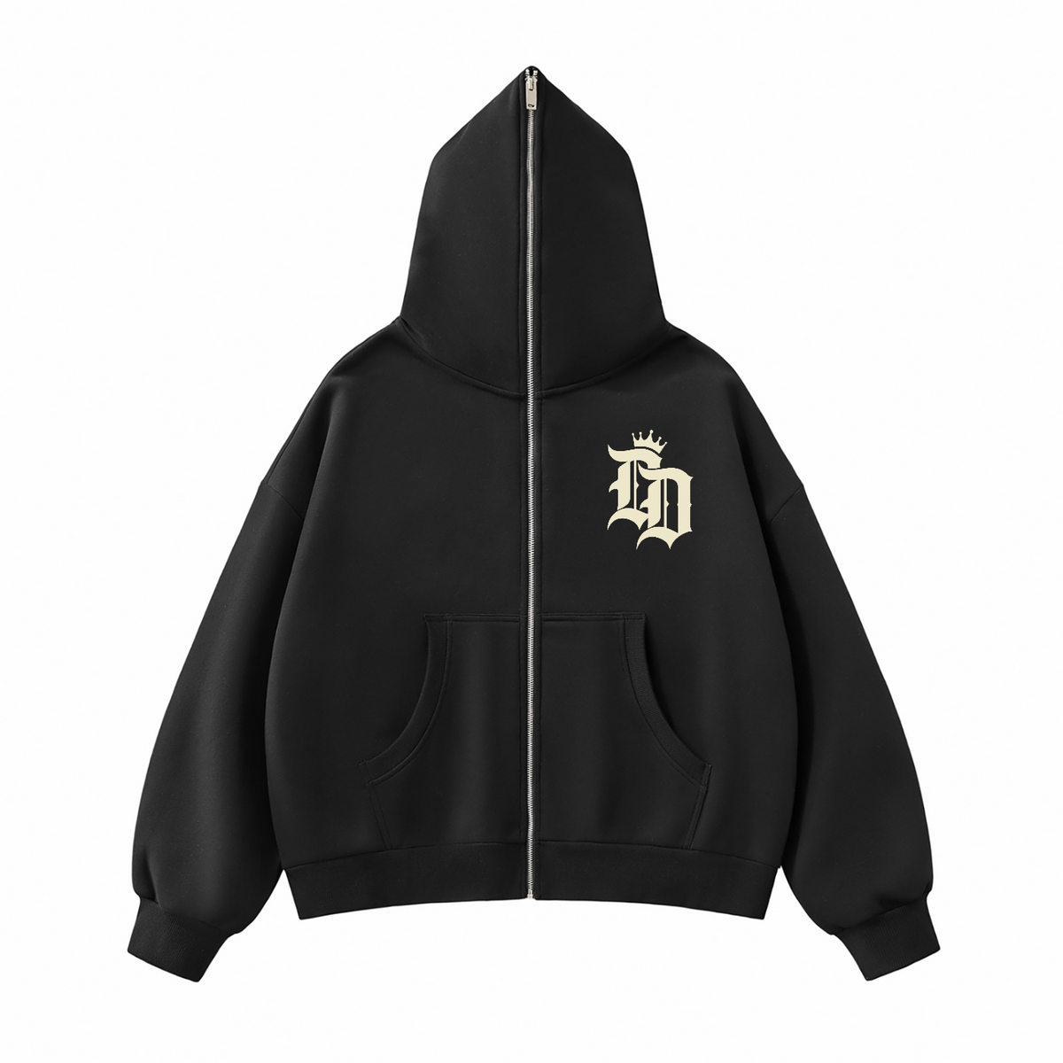 Fleeced Full-Zip Boxy Hoodie