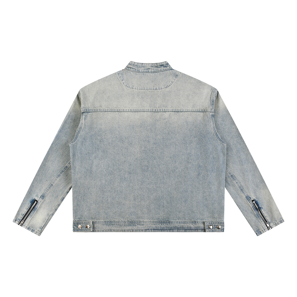 Vintage Wash Zip Denim Jacket - Premium Streetwear | DEMI DRIP