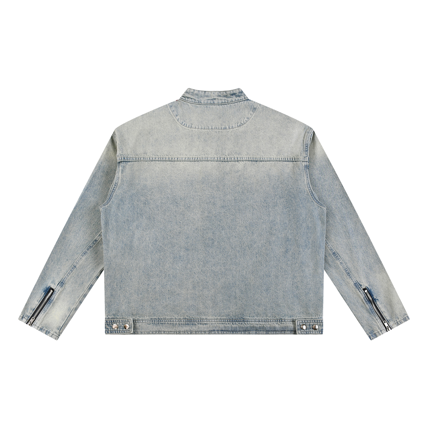 Vintage Wash Zip Denim Jacket - Premium Streetwear | DEMI DRIP