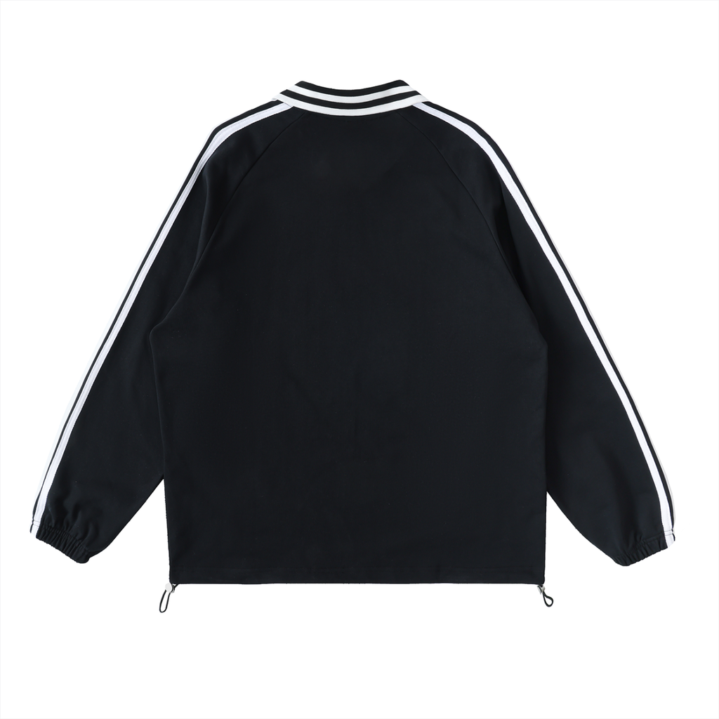 Contrast Striped Lapel Collar Sweatshirt - Premium Streetwear