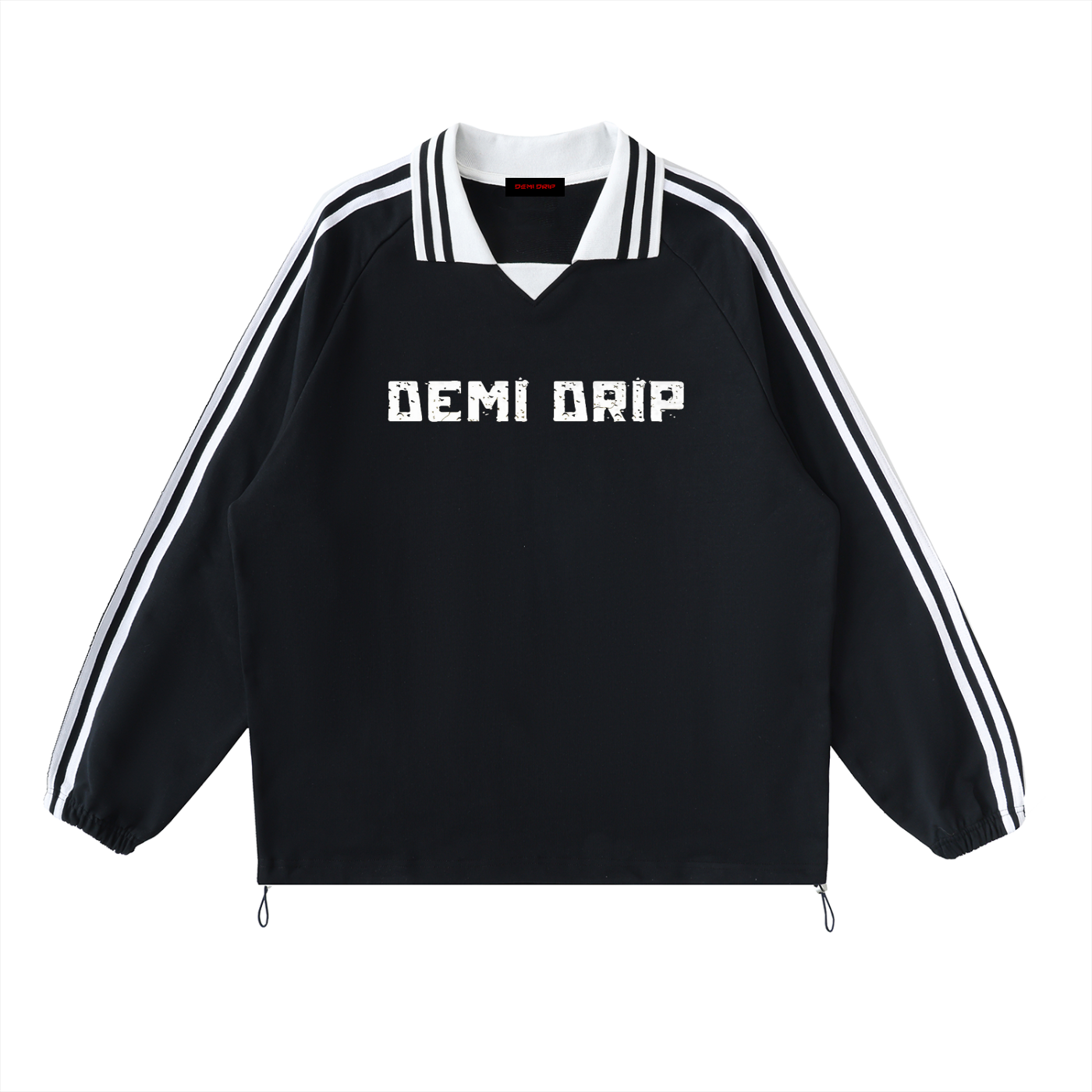 Contrast Striped Lapel Collar Sweatshirt - Premium Streetwear