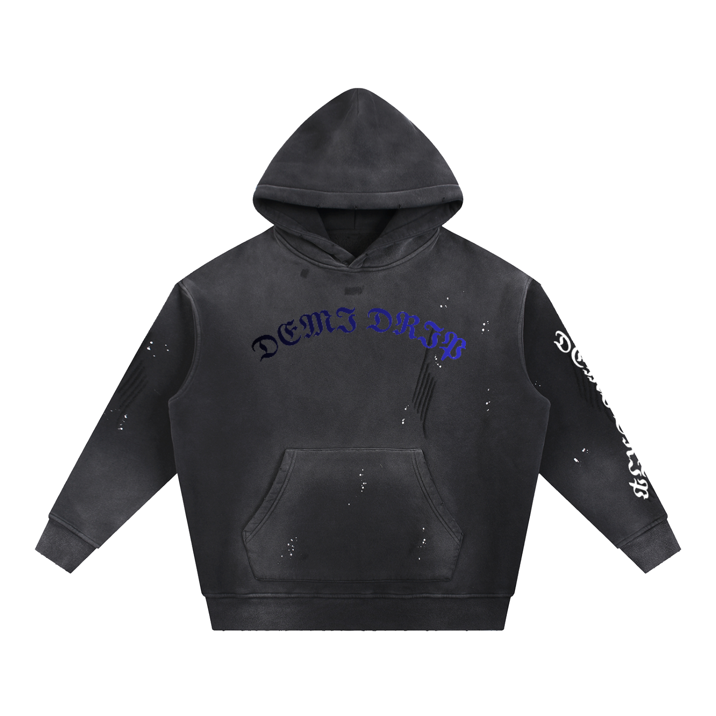 Vintage Washed Frayed Fleece Hoodie