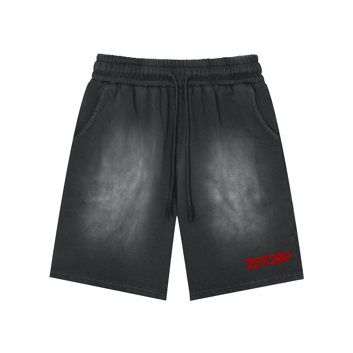 DEMI DRIP Rectangle Patch Monkey Washed Shorts