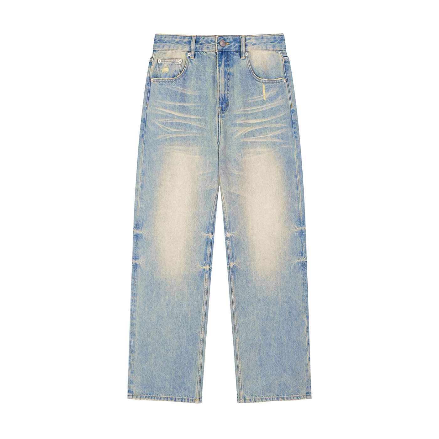 Sun Fade Raw Hem Denim Jeans - Premium Streetwear