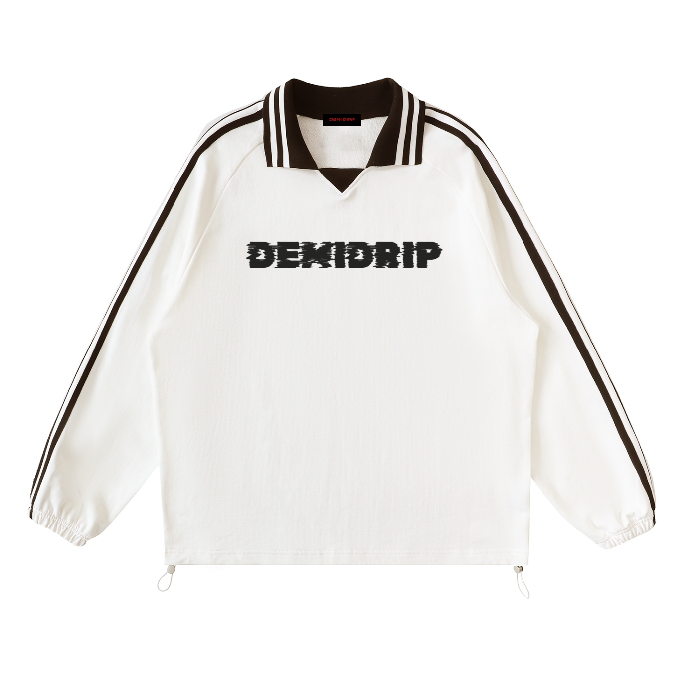 Contrast Striped Lapel Collar Sweatshirt - Premium Streetwear