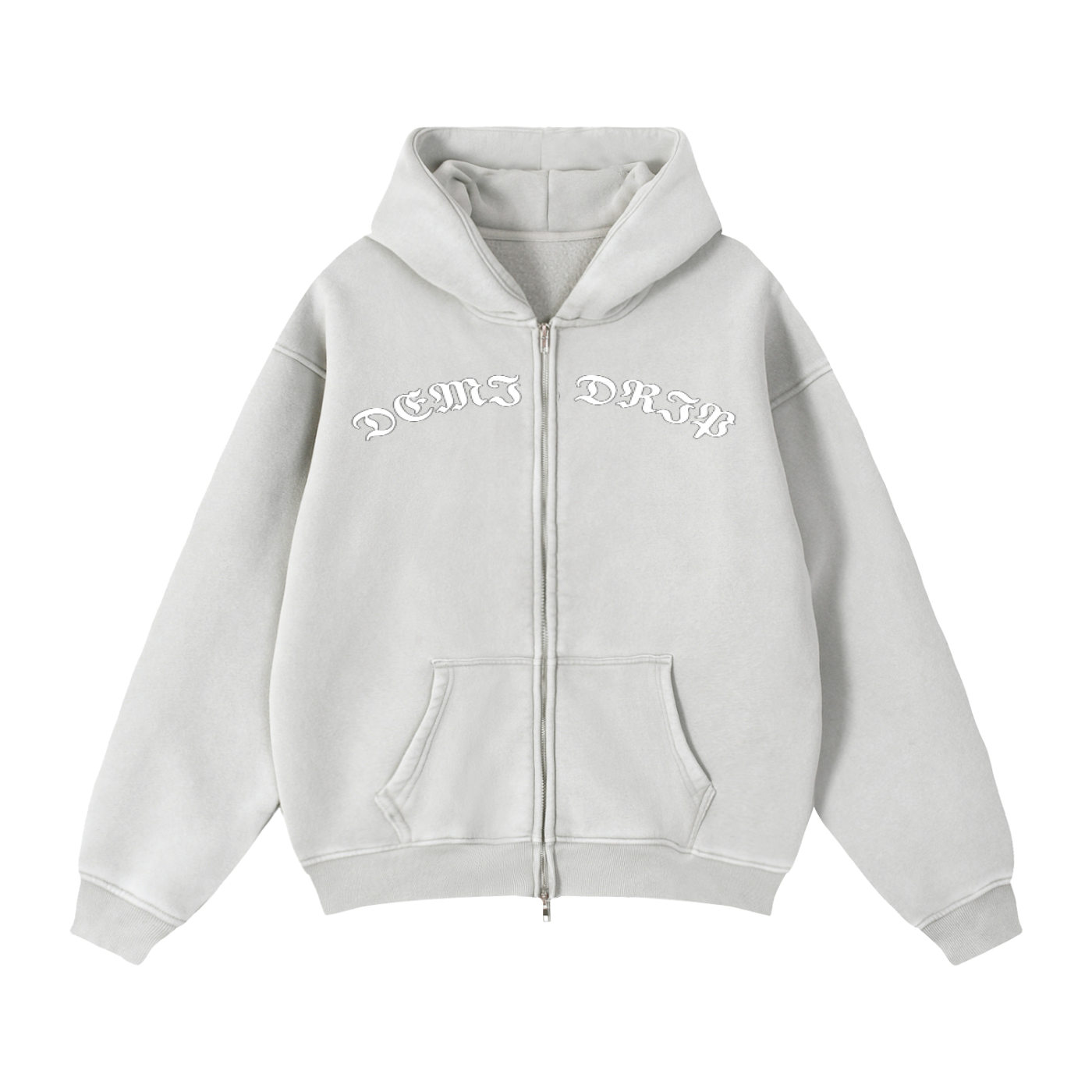 Zip-Through Boxy Fleece Hoodie DEMI DRIP