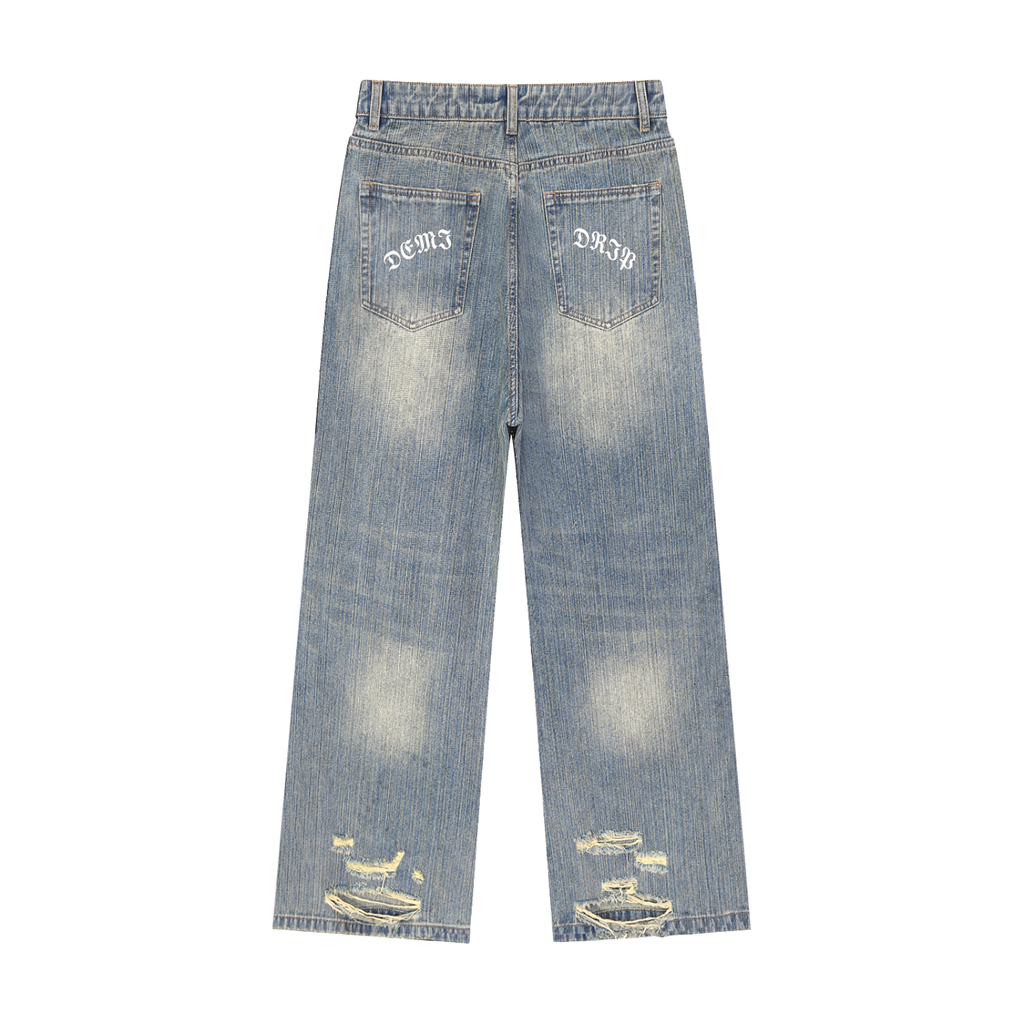 DEMI DRIP Vintage Wash Distressed Denim Jeans | Premium Streetwear
