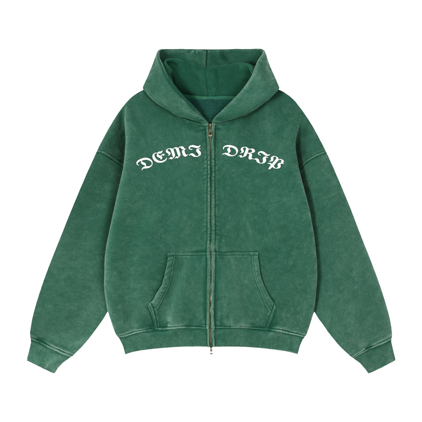 Zip-Through Boxy Fleece Hoodie DEMI DRIP
