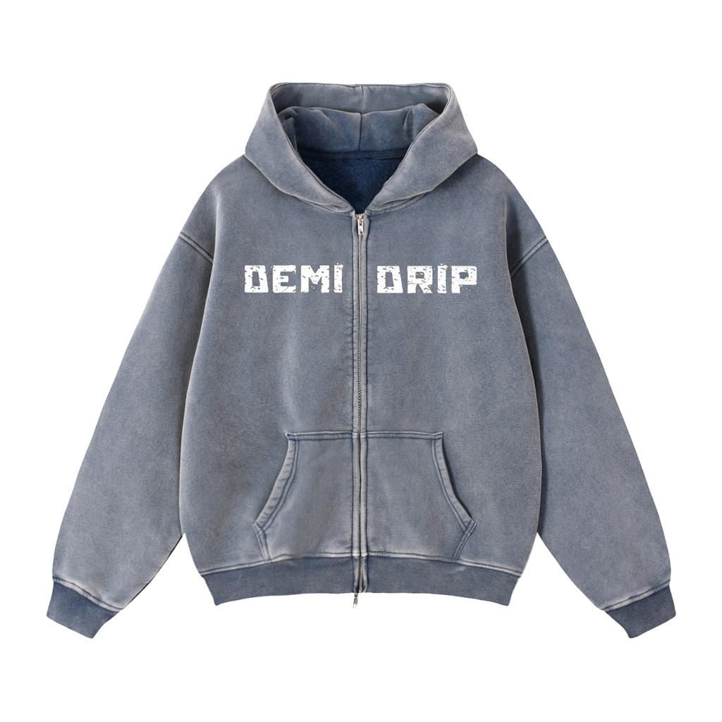 Zip-Through Boxy Fleece Hoodie - Premium Streetwear
