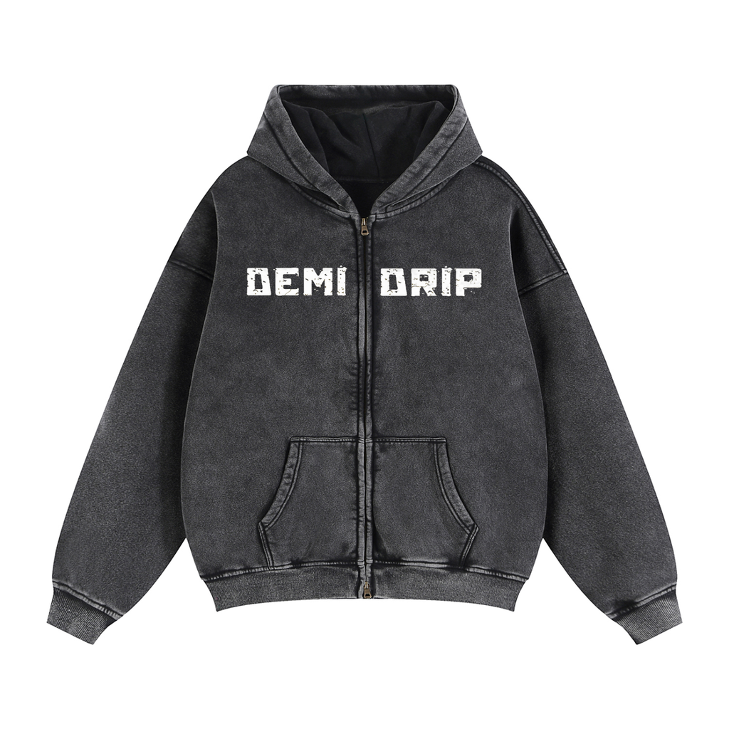 Zip-Through Boxy Fleece Hoodie - Premium Streetwear