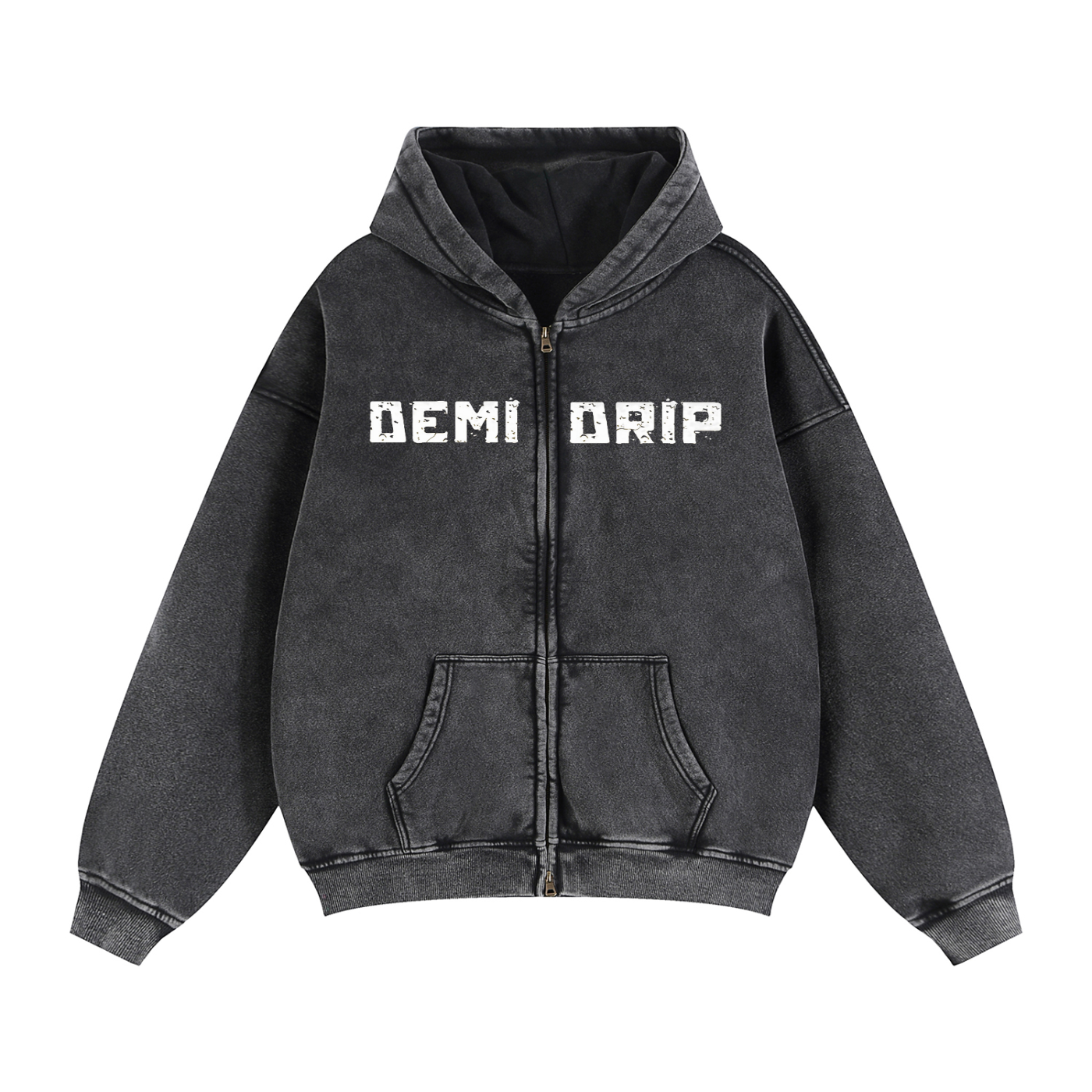 Zip-Through Boxy Fleece Hoodie - Premium Streetwear