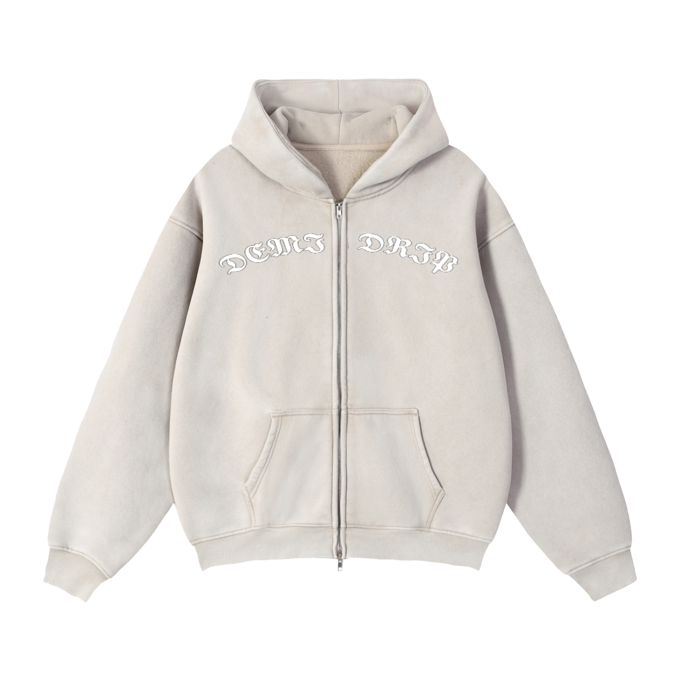 Zip-Through Boxy Fleece Hoodie DEMI DRIP