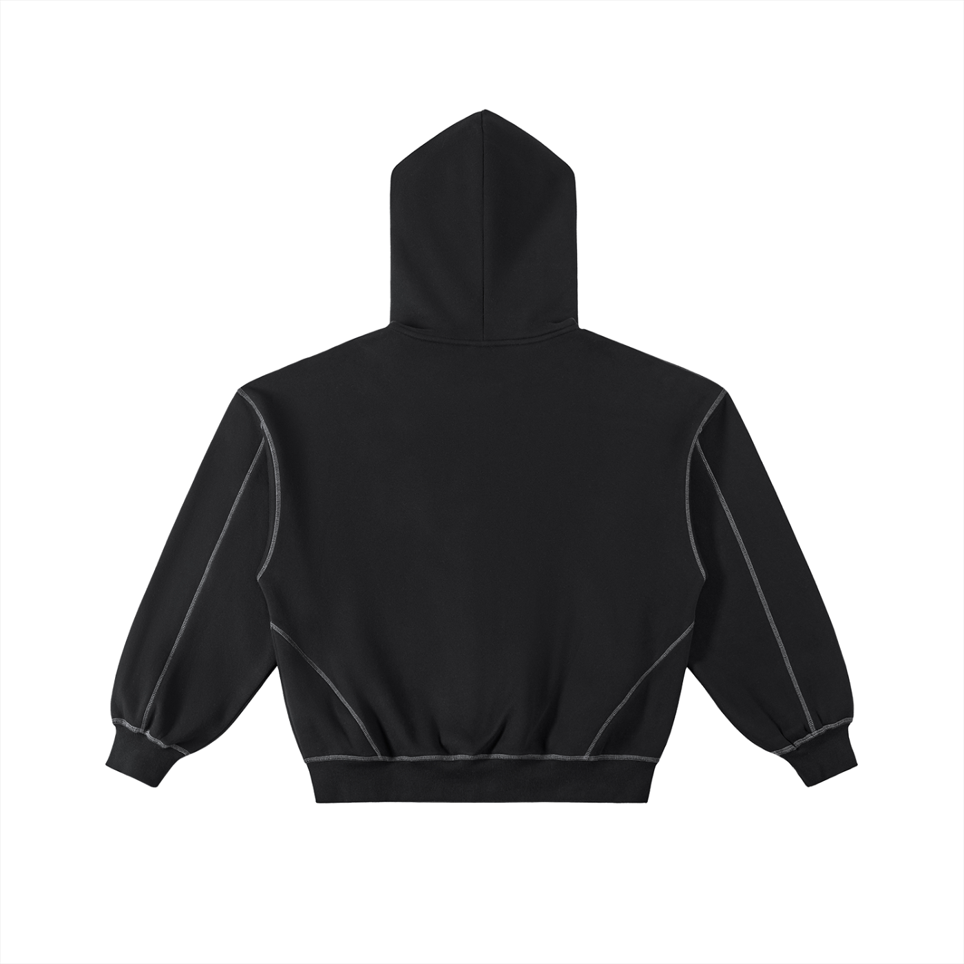 Contrast-Stitched Boxy Fleece Zip Hoodie - Premium Streetwear | DEMI DRIP