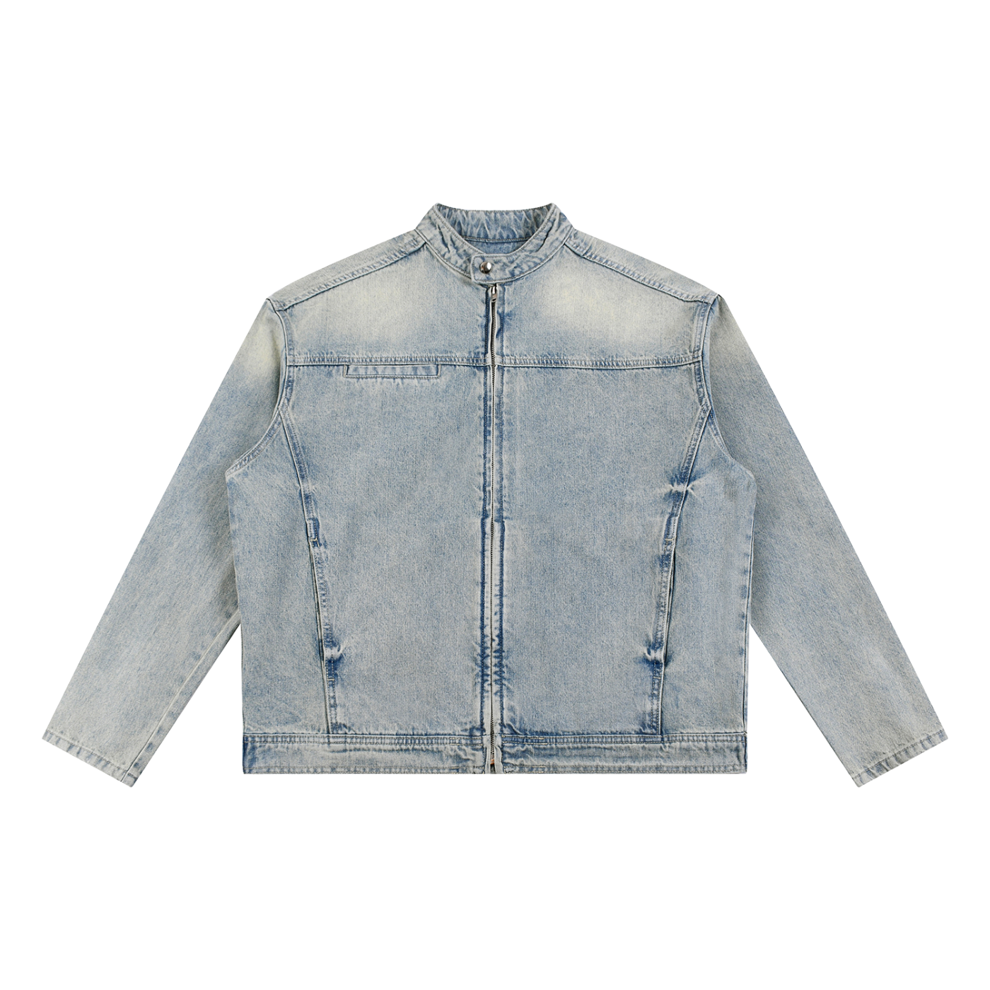 Vintage Wash Zip Denim Jacket - Premium Streetwear | DEMI DRIP