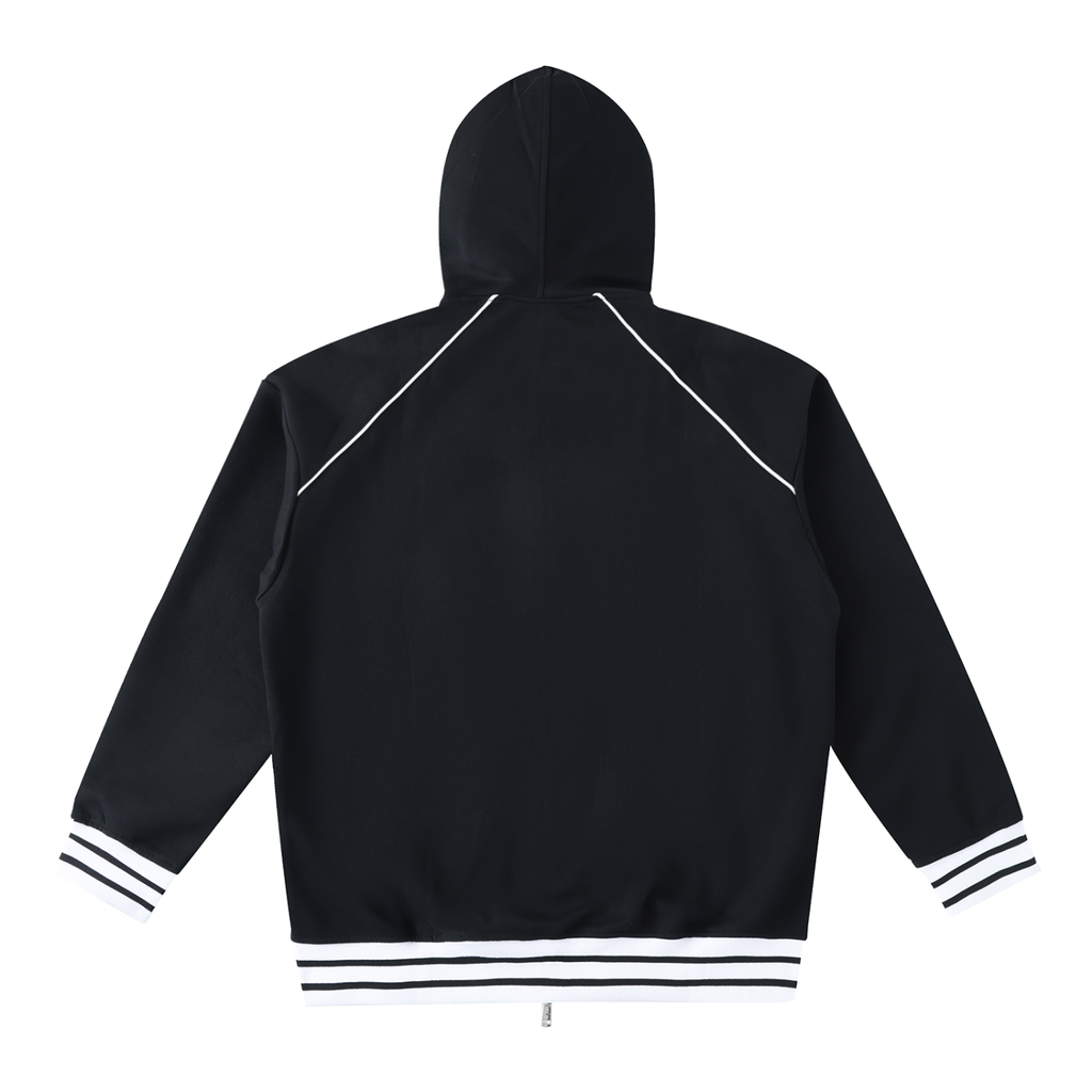 Striped Trim Zip-Up Hoodie - Premium Streetwear Demi Drip