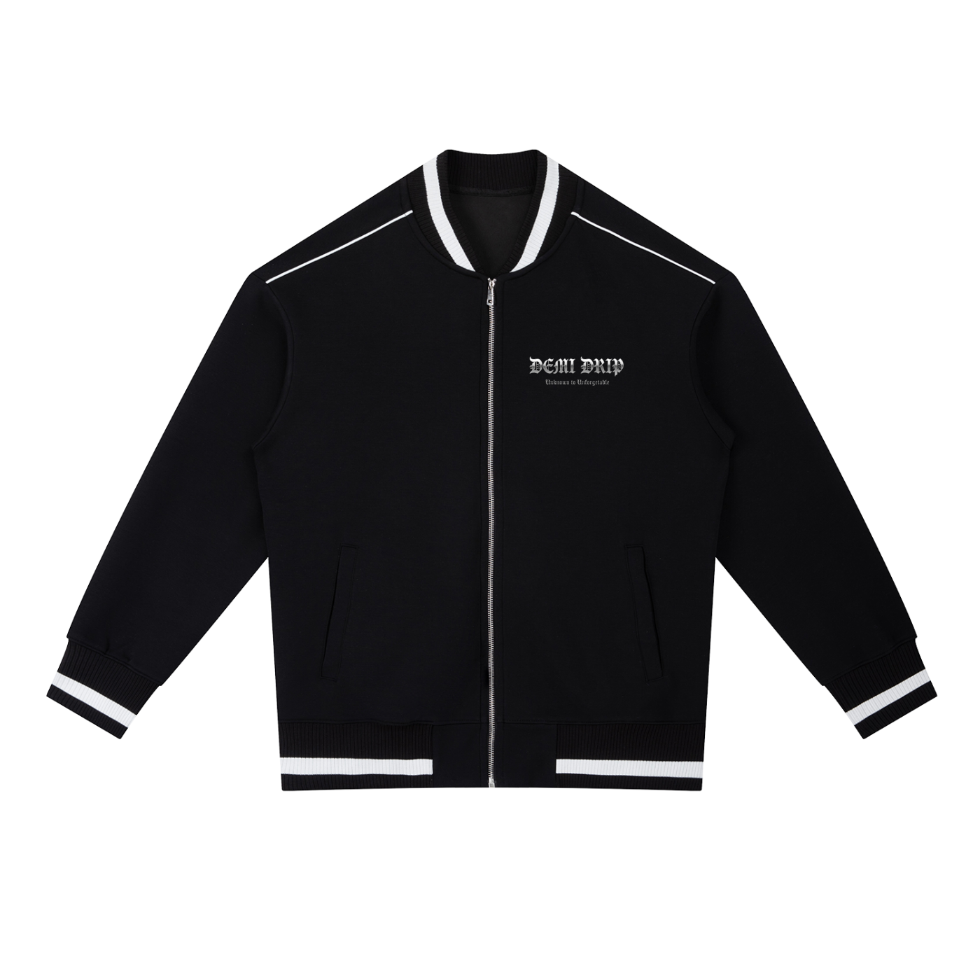 Contrast Piping Zip Bomber Jacket - Premium Streetwear | DEMI DRIP