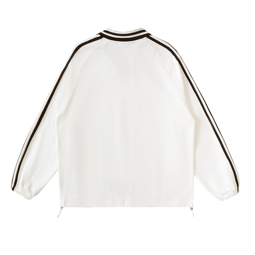 Contrast Striped Lapel Collar Sweatshirt - Premium Streetwear