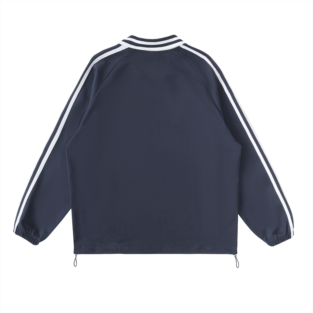 Contrast Striped Lapel Collar Sweatshirt - Premium Streetwear