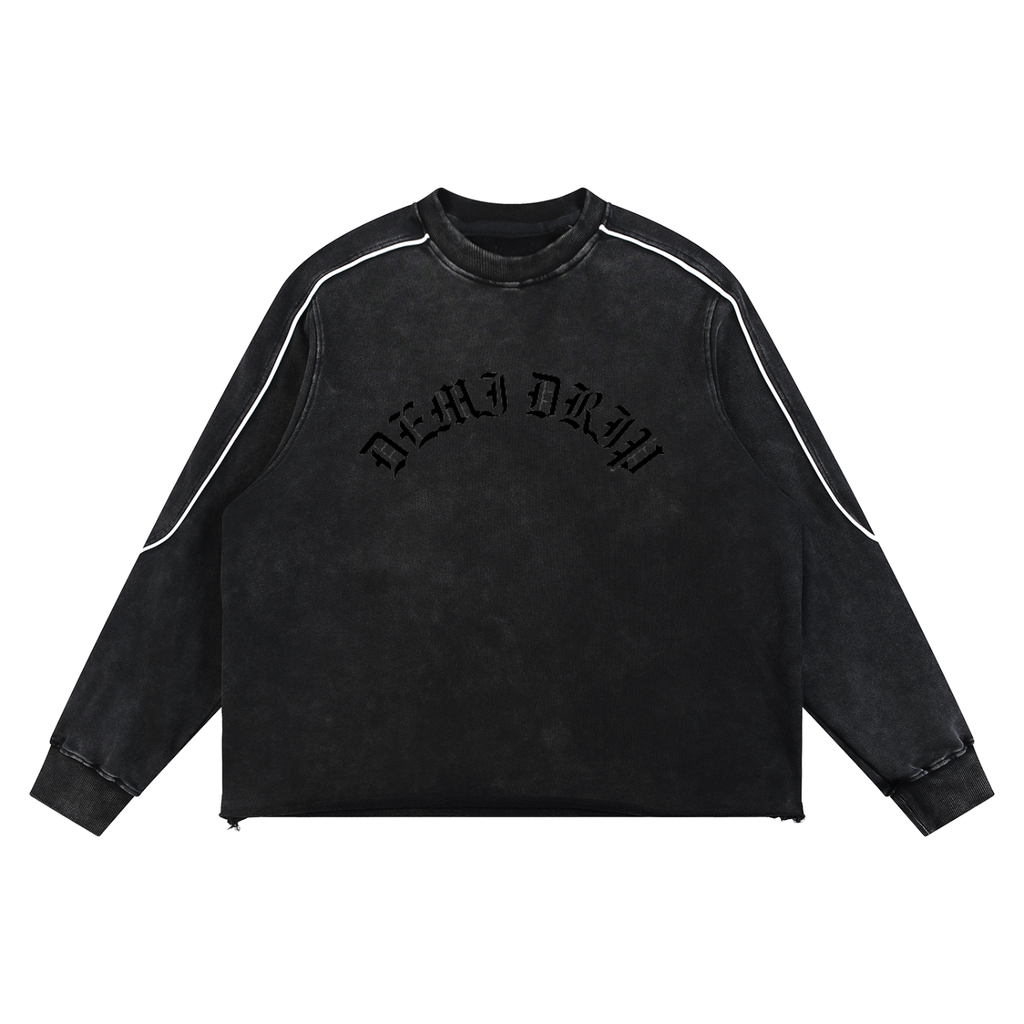 DEMI DRIP Mineral Wash Piping Raw Hem Sweatshirt