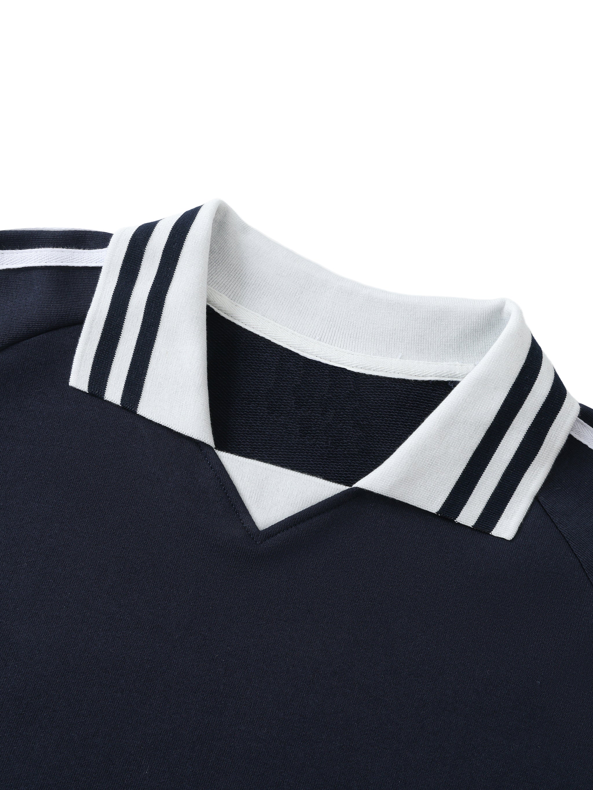 Contrast Striped Lapel Collar Sweatshirt - Premium Streetwear