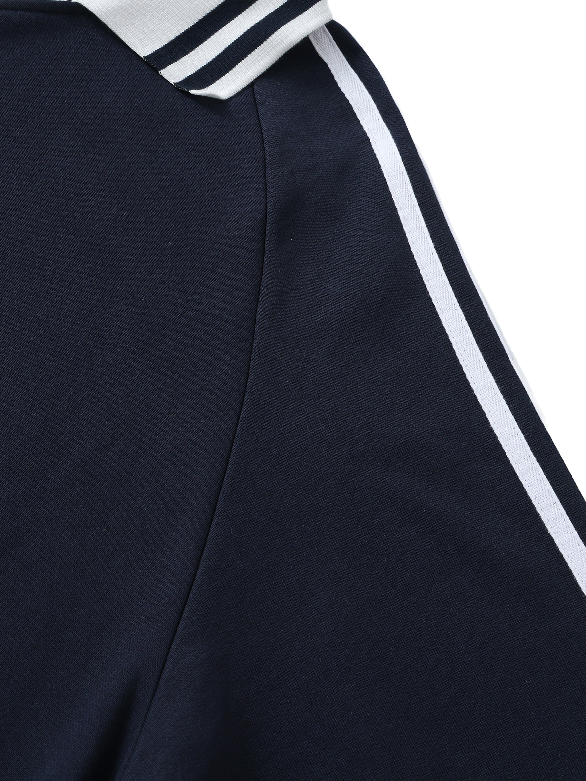 Contrast Striped Lapel Collar Sweatshirt - Premium Streetwear