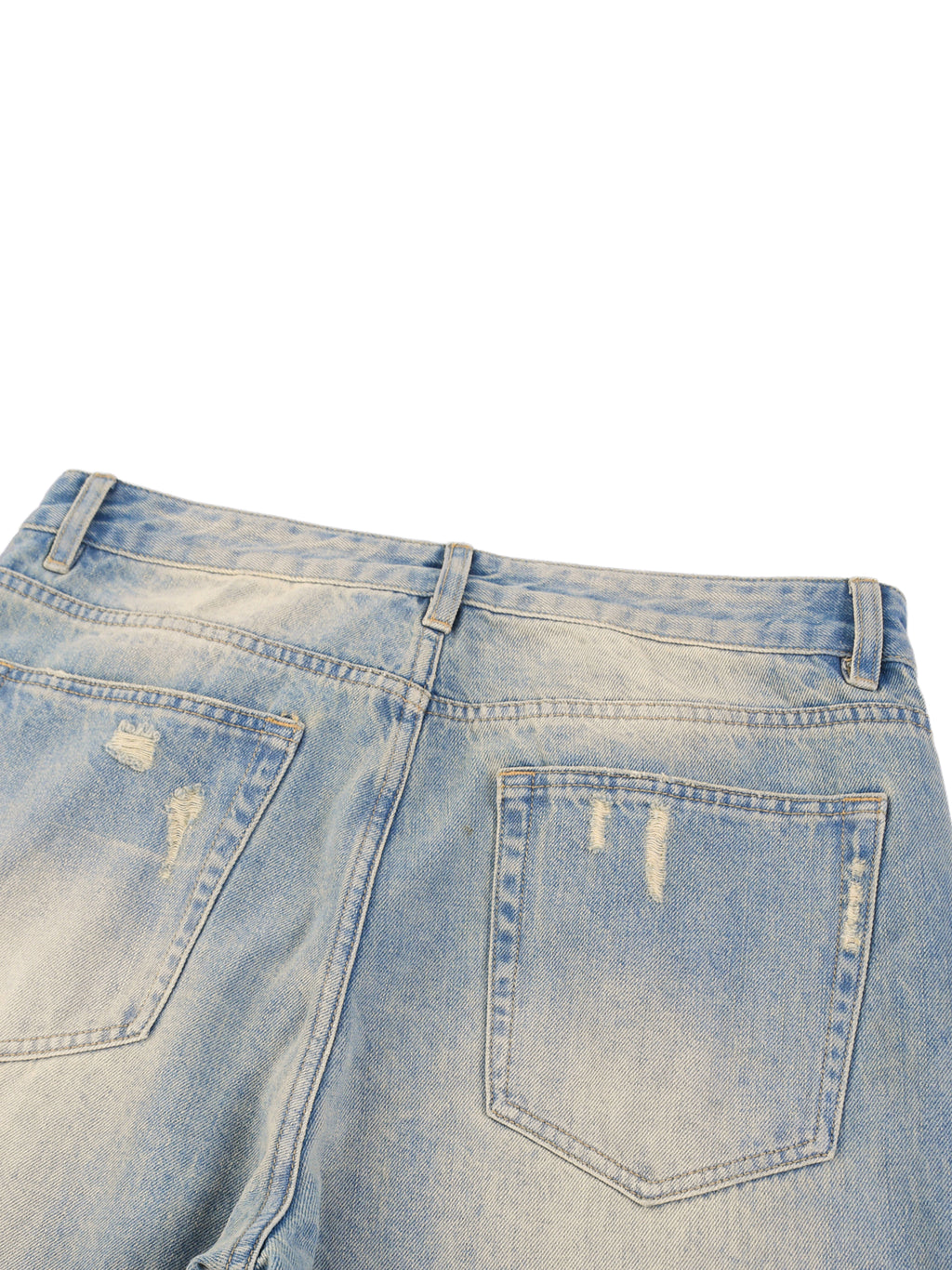 Sun Fade Raw Hem Denim Jeans - Premium Streetwear