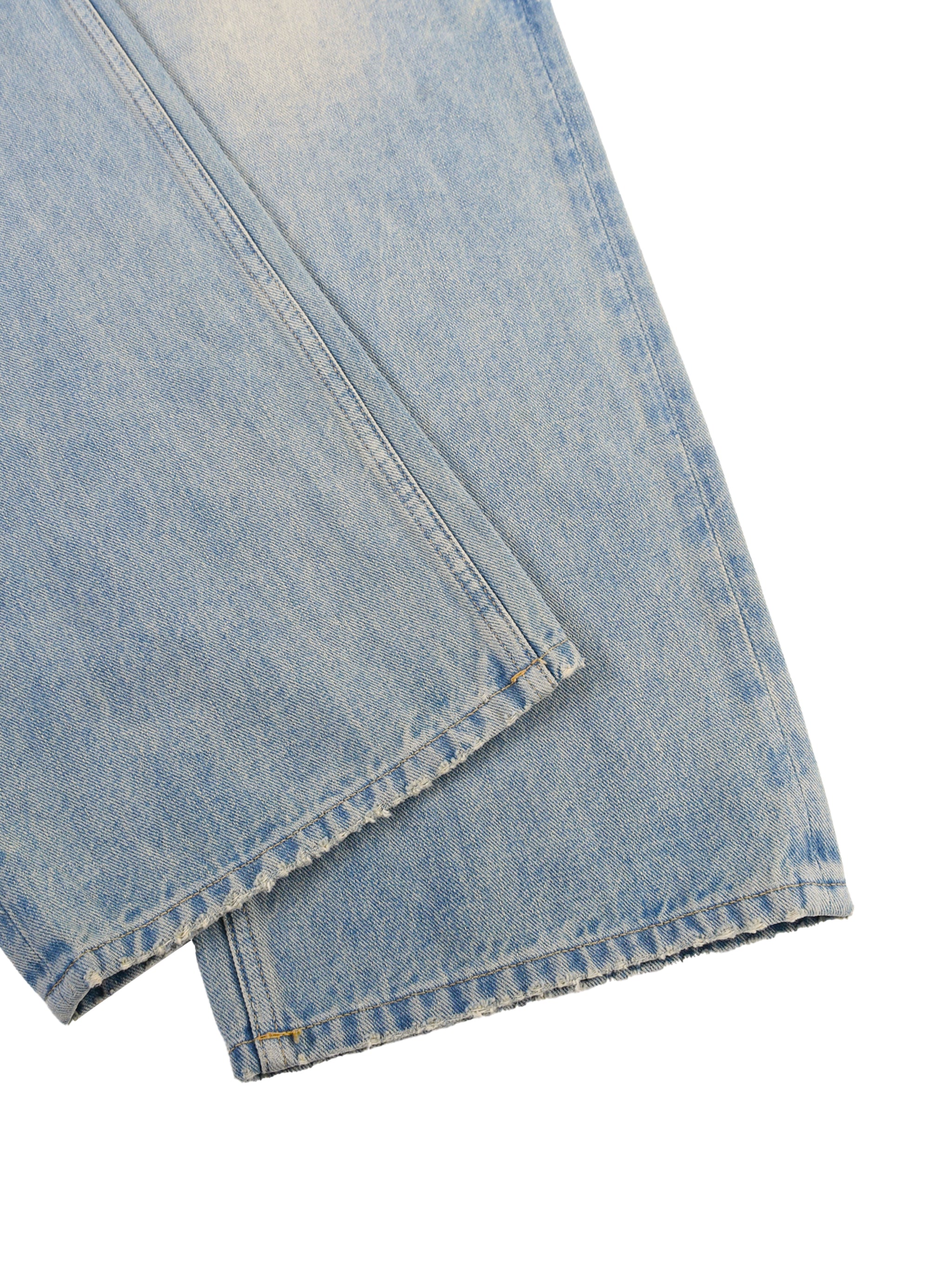 Sun Fade Raw Hem Denim Jeans - Premium Streetwear