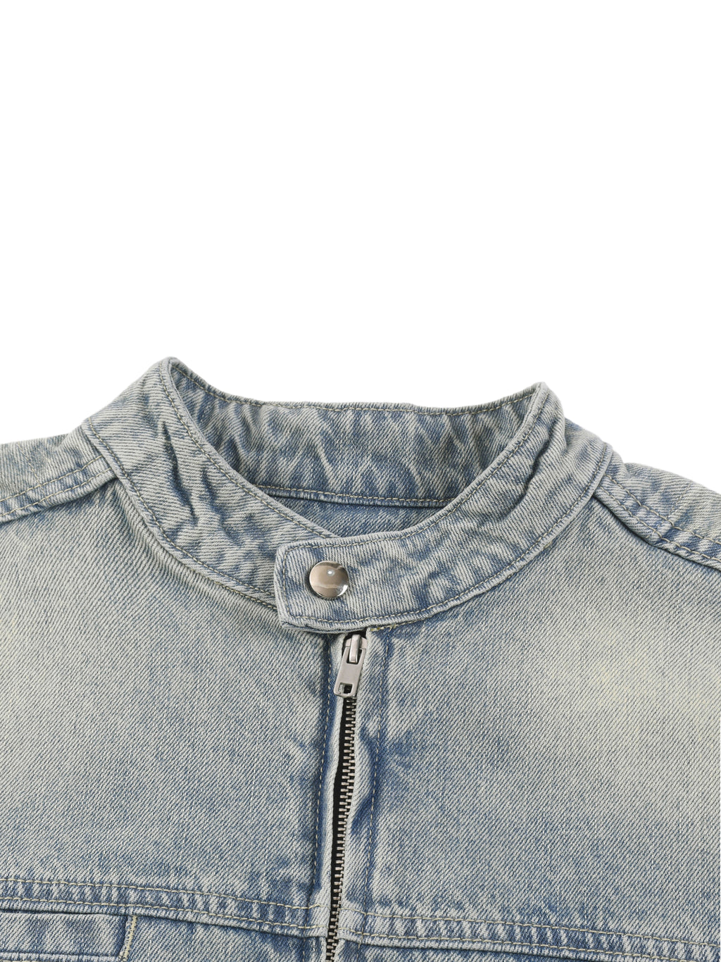 Vintage Wash Zip Denim Jacket - Premium Streetwear | DEMI DRIP