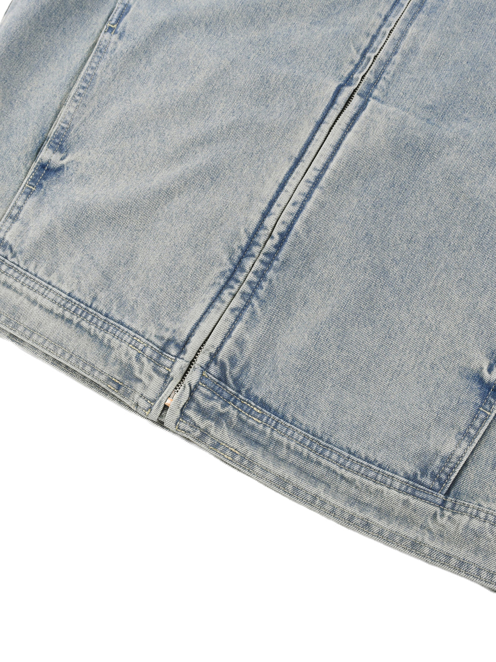 Vintage Wash Zip Denim Jacket - Premium Streetwear | DEMI DRIP